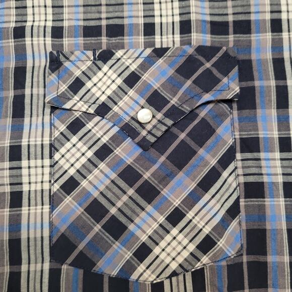 Vintage Y2K Rockabilly Western Shirt Men Medium Relax Fit Pearl Snap Plaid Check - Picture 3 of 11